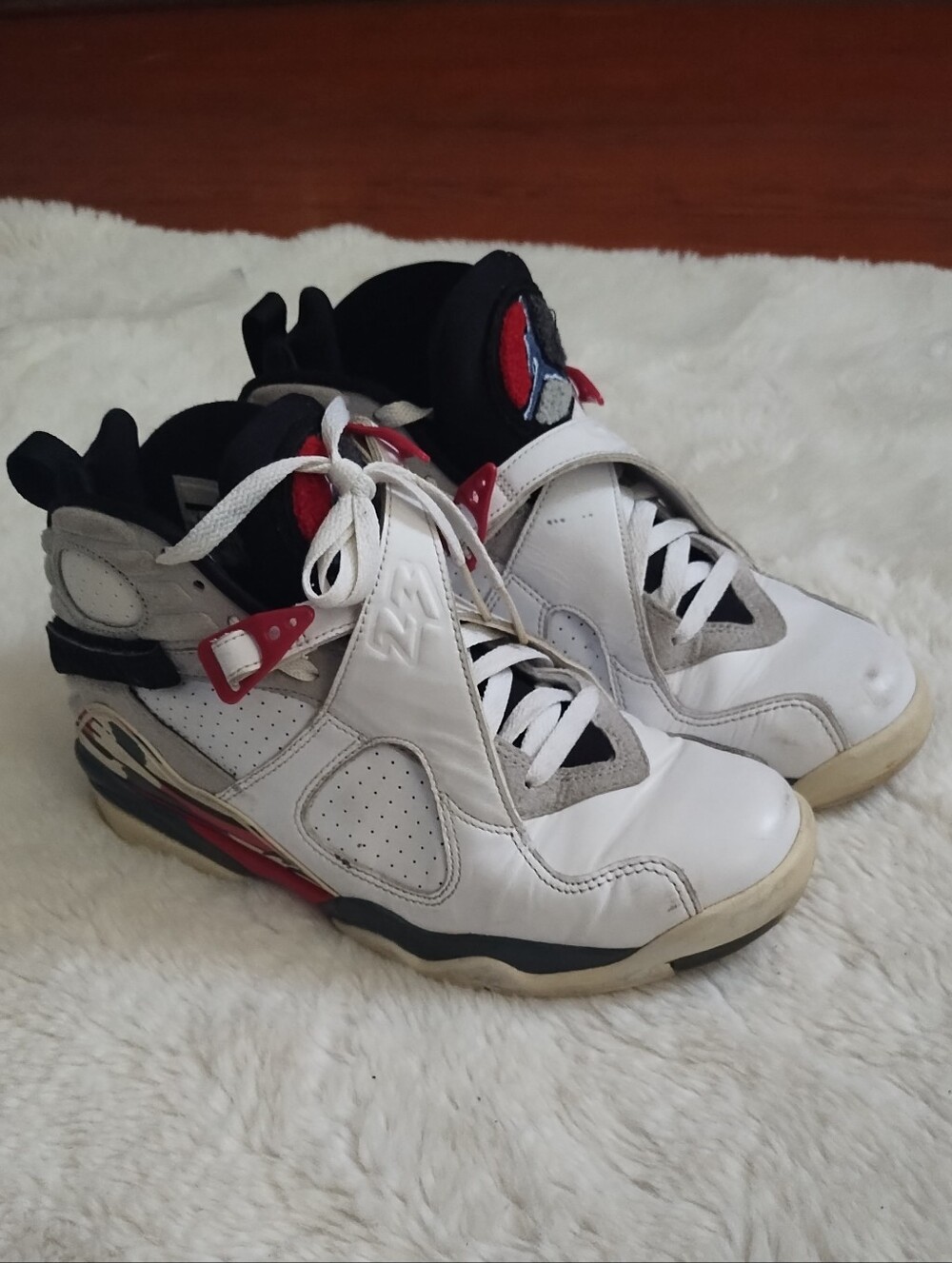 Jordan Men's White Basketball Shoes with Black and Red Accents